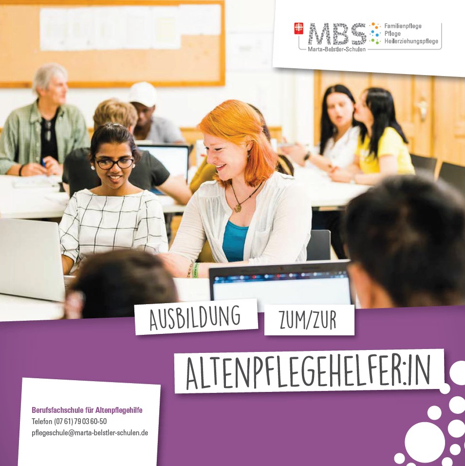 Flyer, Ausbildung zum/zur Altenpflegehelfer:in
